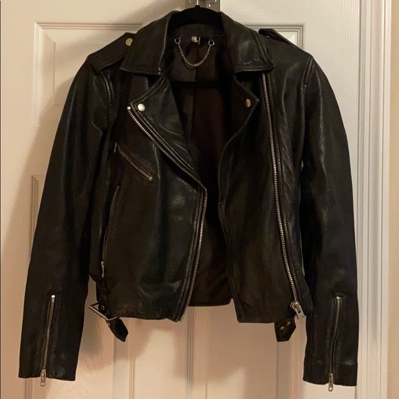 Topshop Jackets & Blazers - Topshop lamb leather biker jacket